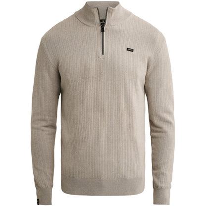 Trui met halve rits - beige/grijs