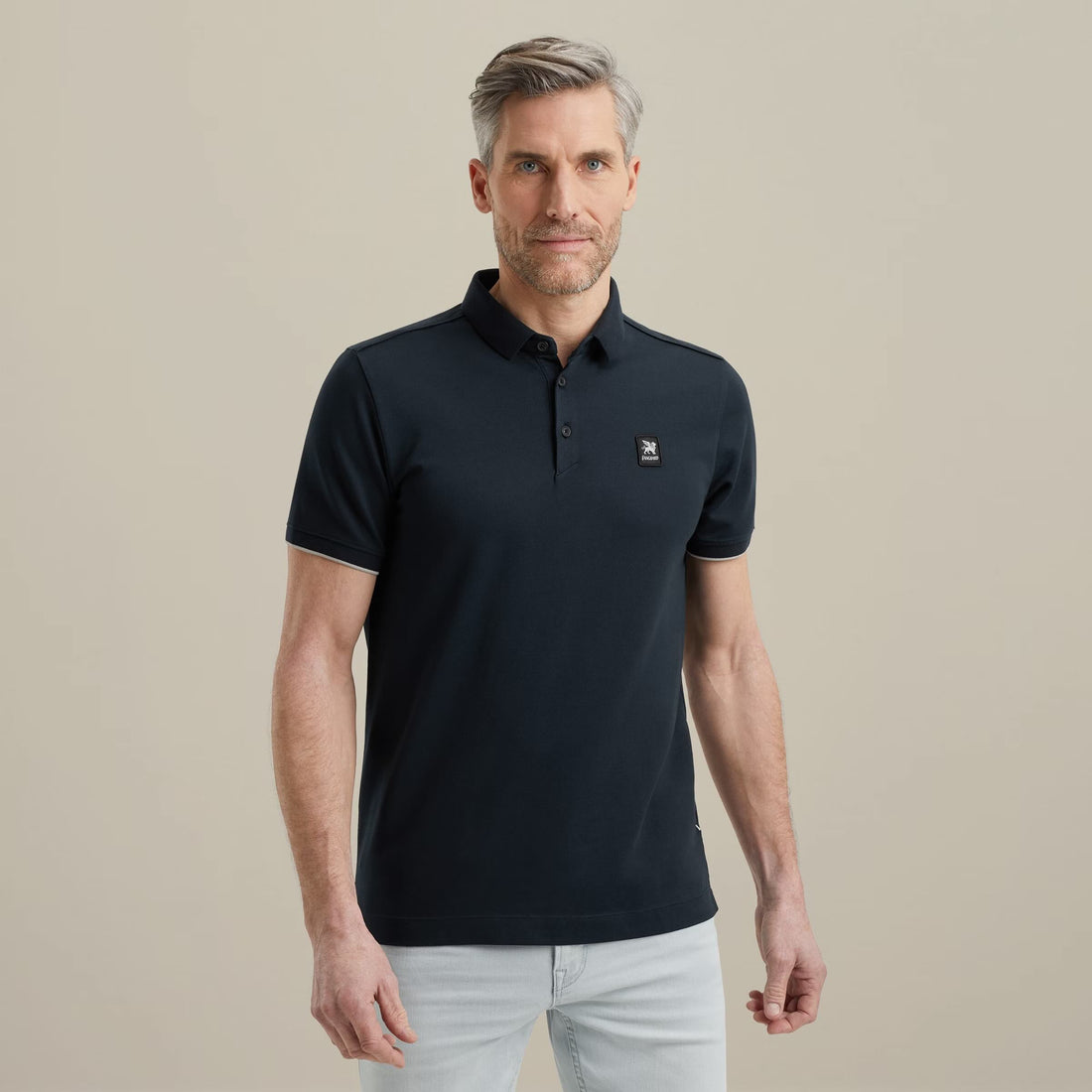 Polo pique met stretch - blauw
