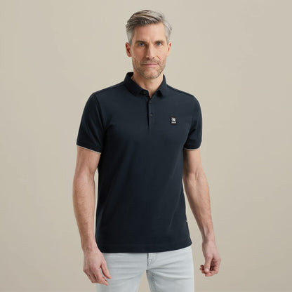 Polo pique met stretch - blauw