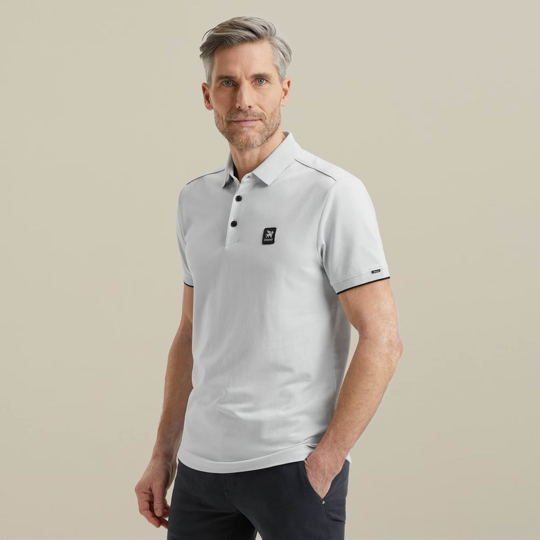 Polo pique met stretch - lichtblauw