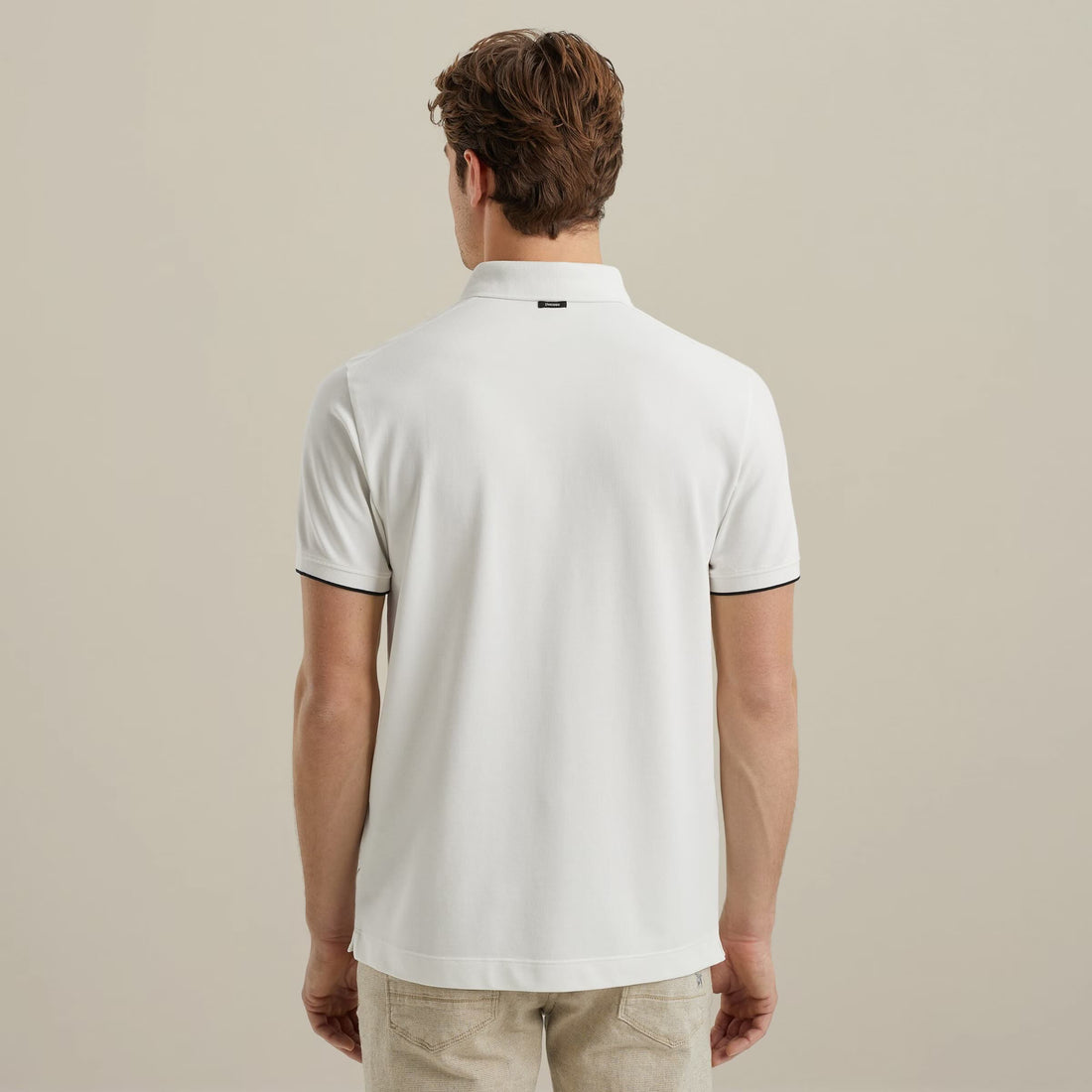 Polo pique met stretch - wit