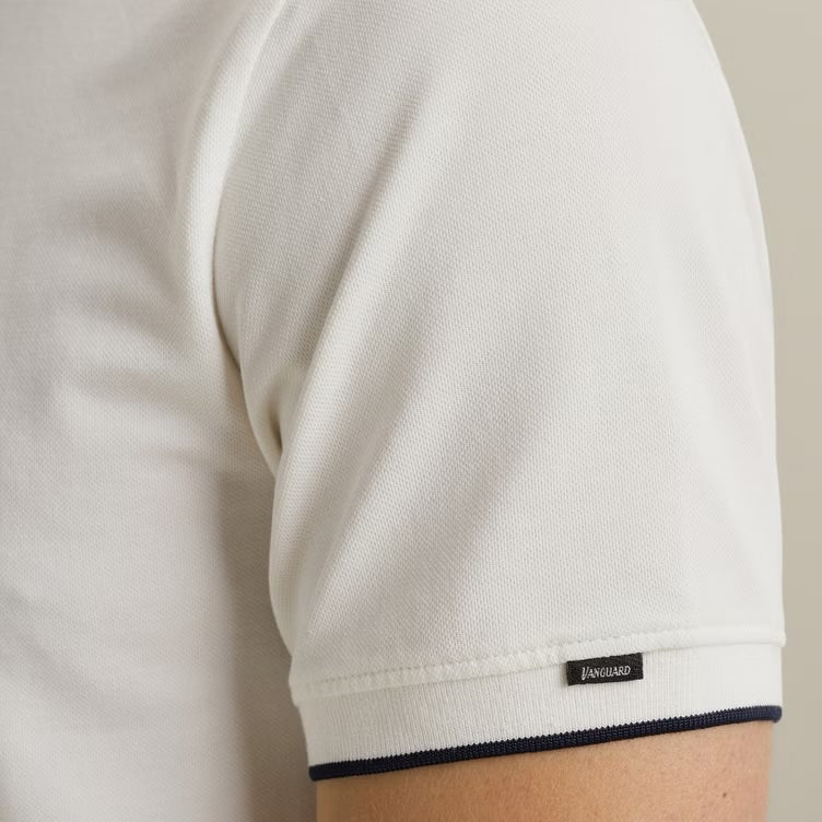 Polo pique met stretch - wit