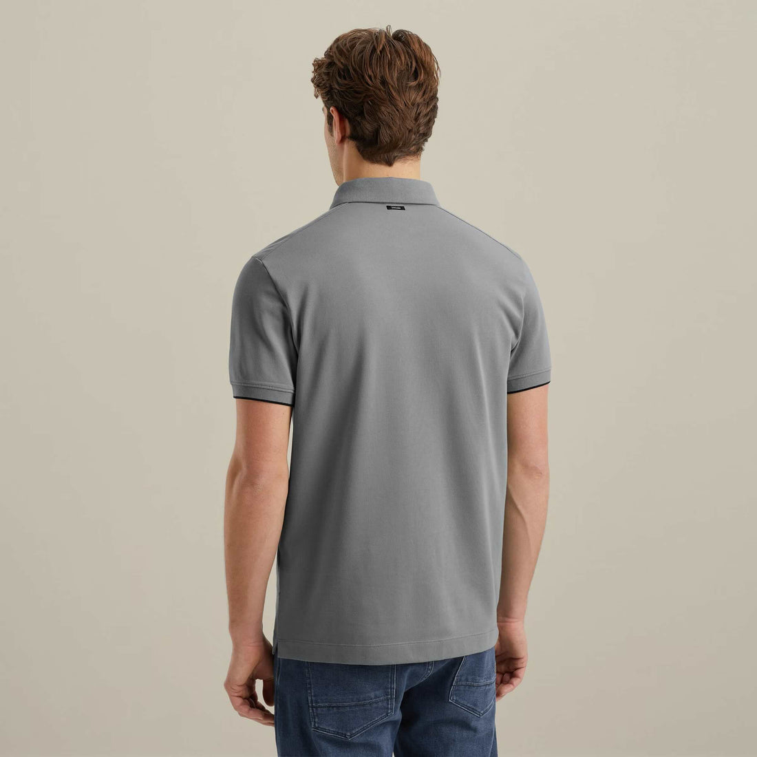 Polo pique met stretch - grijs