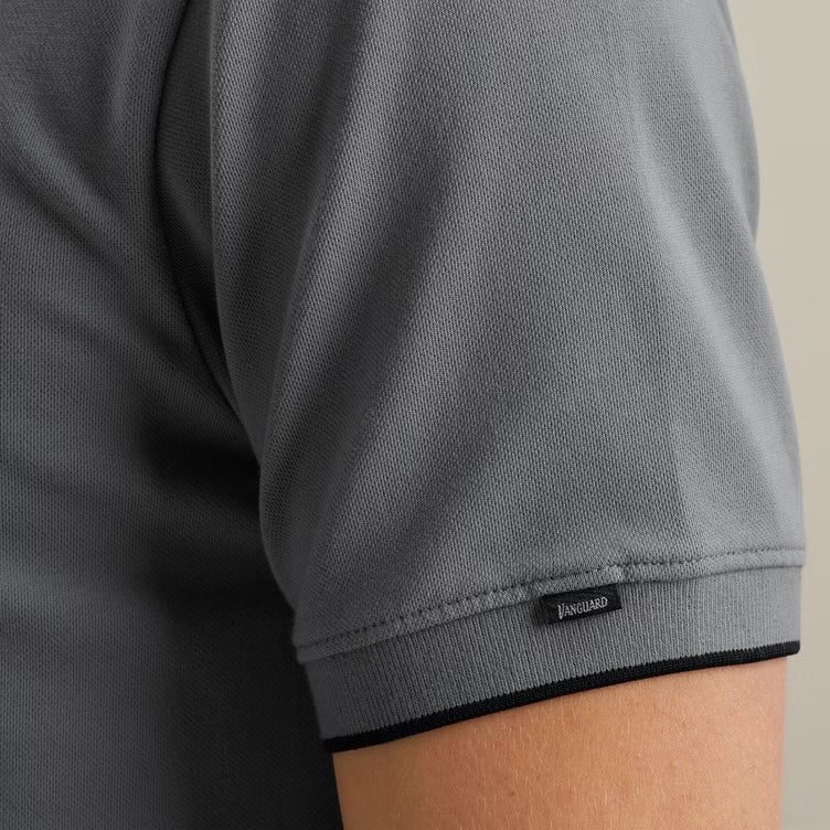 Polo pique met stretch - grijs