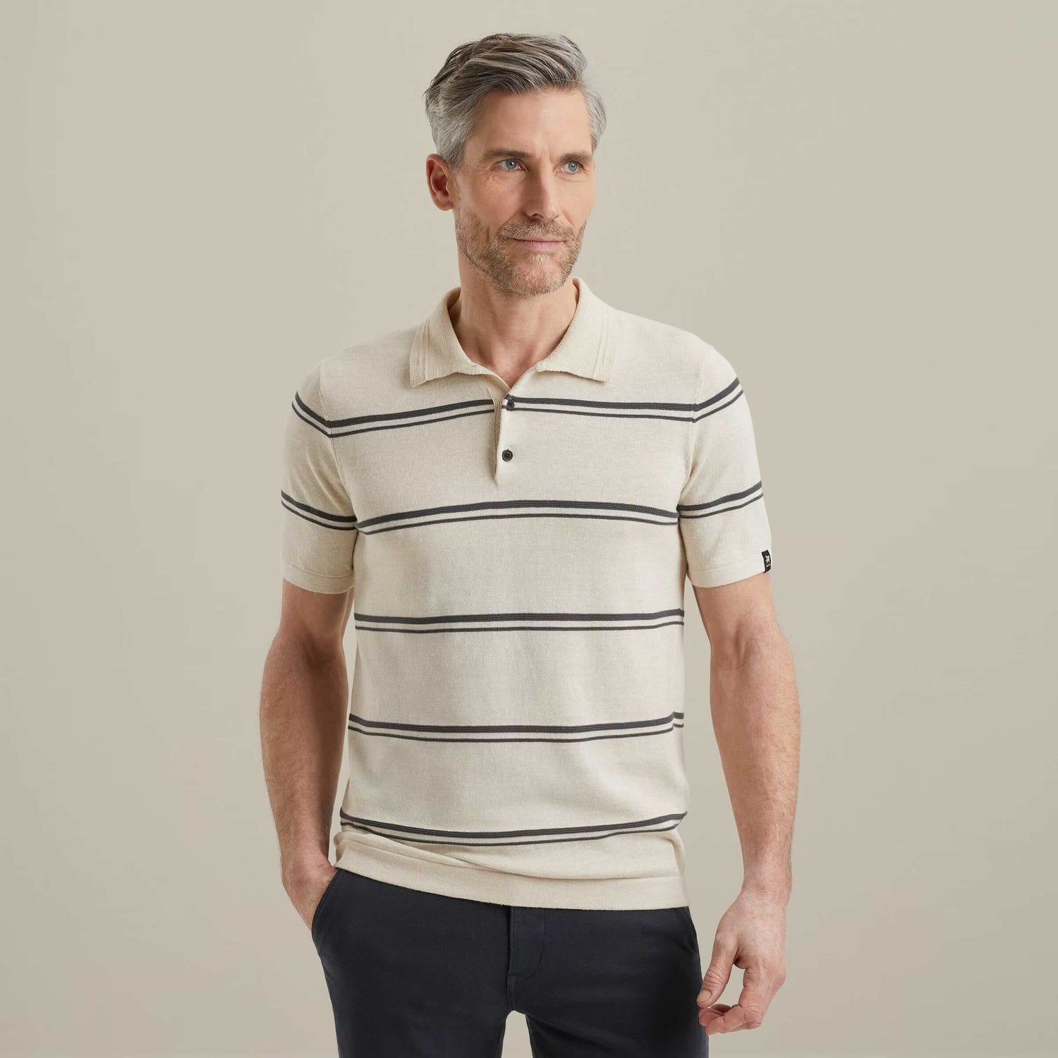 Polo streepdesign - beige