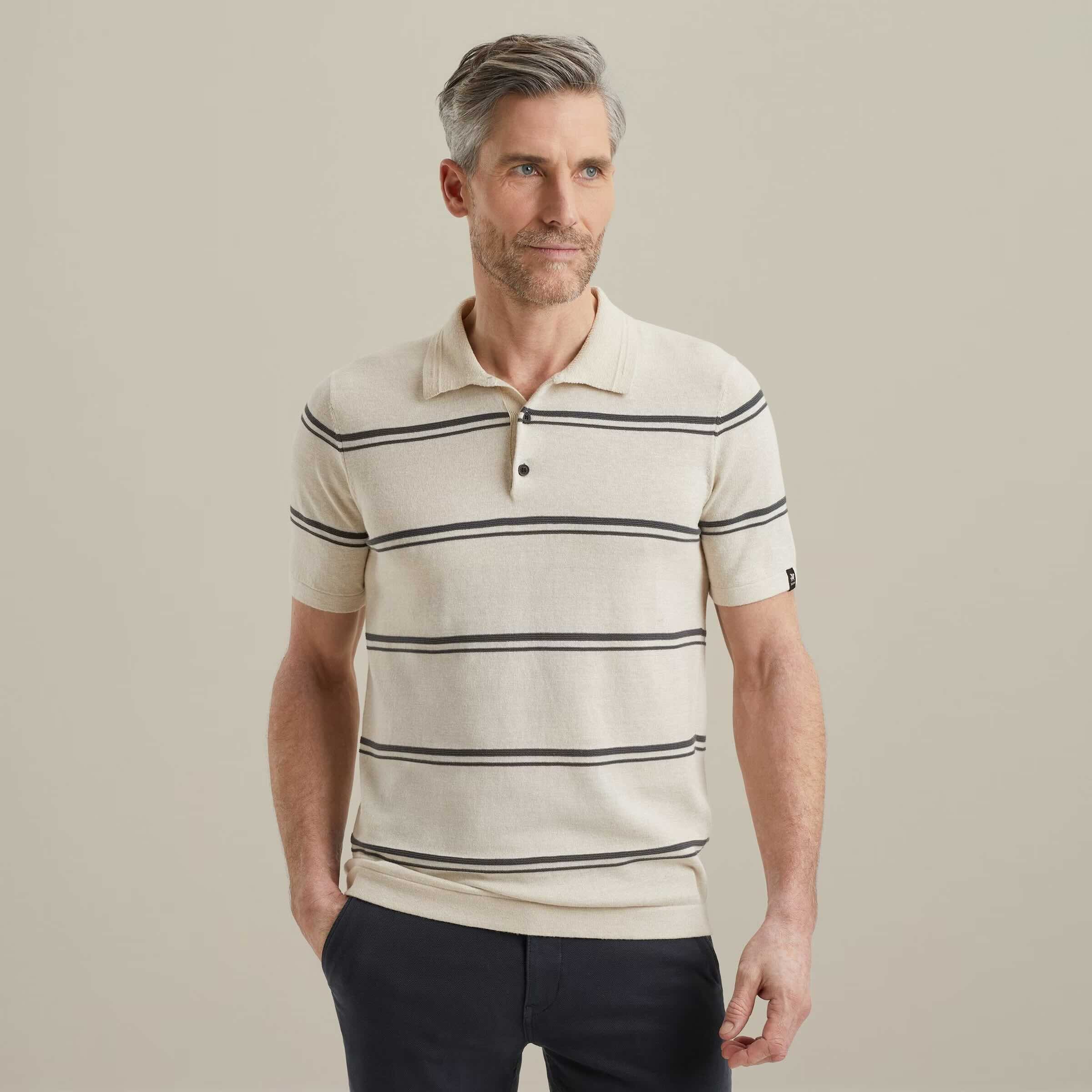 Polo streepdesign - beige