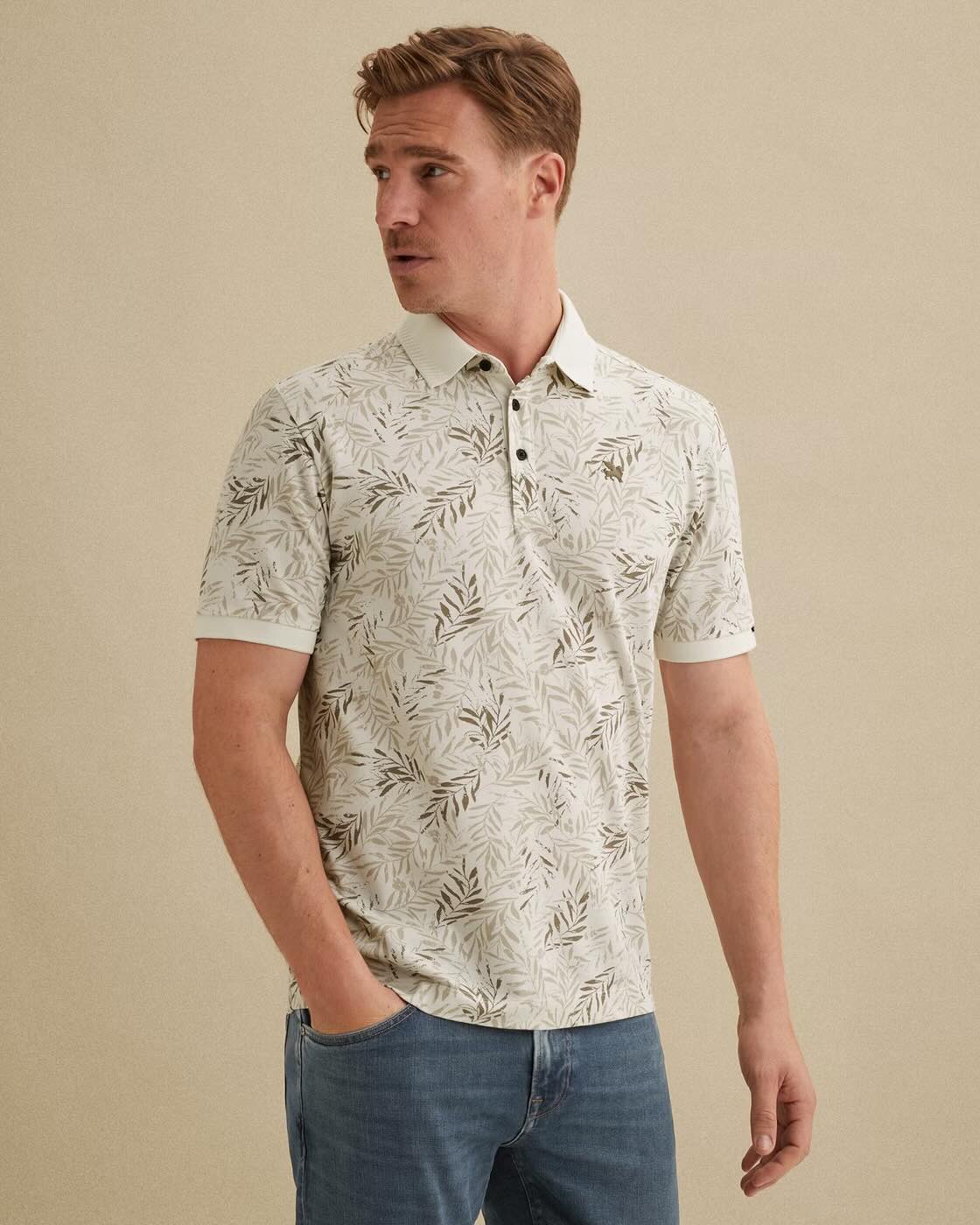 Polo met allover print - wit