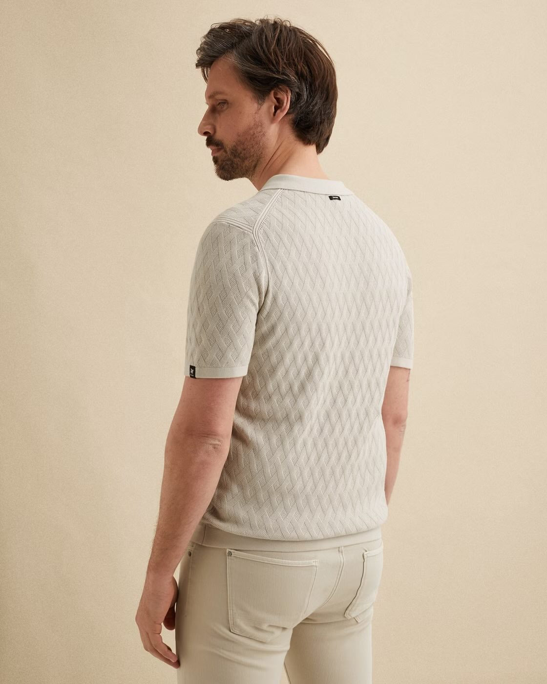 Polo met structuur - beige