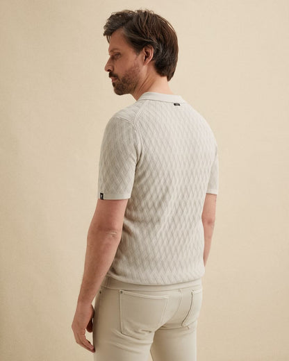 Polo met structuur - beige