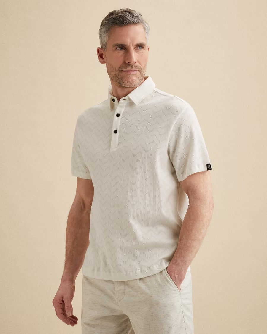 Polo met jacquardpatroon - beige