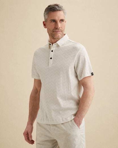 Polo met jacquardpatroon - beige