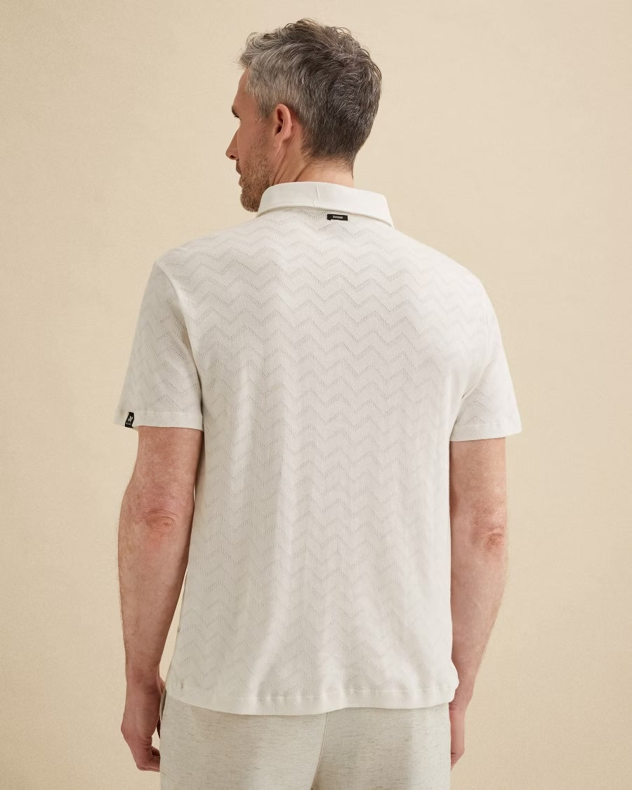 Polo met jacquardpatroon - beige