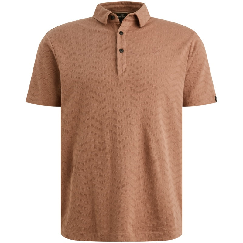 Polo met jacquardpatroon - bruin