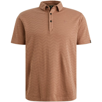 Polo met jacquardpatroon - bruin