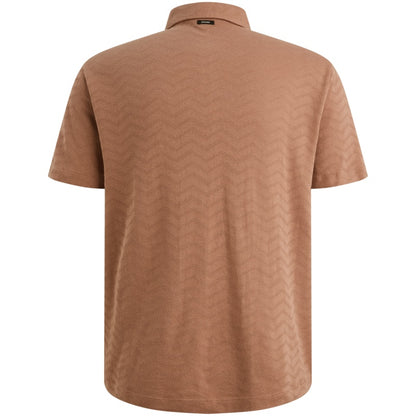 Polo met jacquardpatroon - bruin