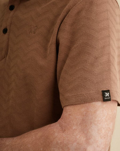 Polo met jacquardpatroon - bruin