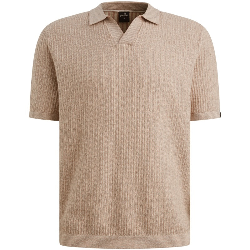 Polo katoen/linnenblend - roze/beige
