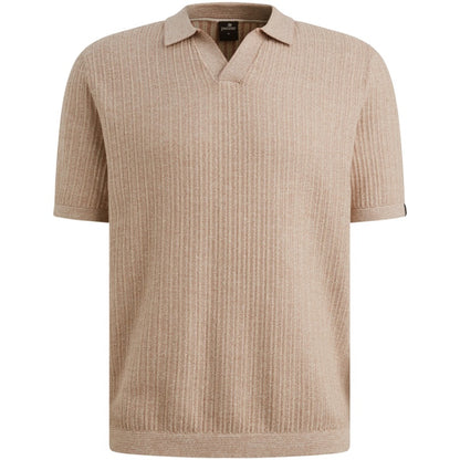 Polo katoen/linnenblend - roze/beige