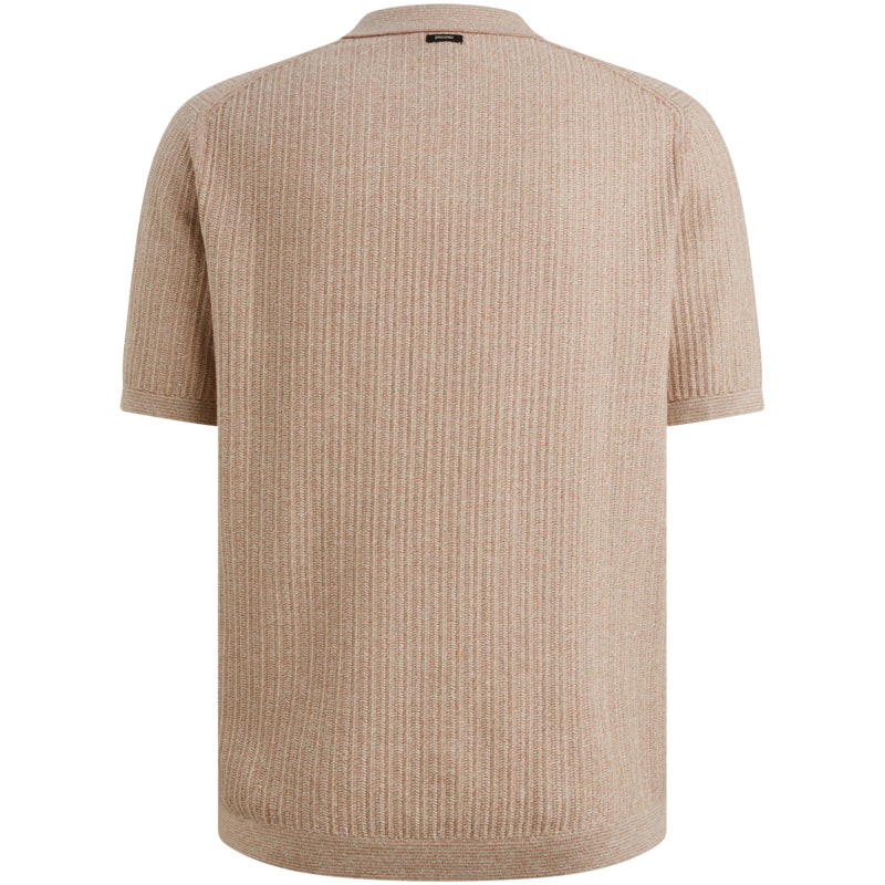 Polo katoen/linnenblend - roze/beige