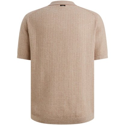 Polo katoen/linnenblend - roze/beige