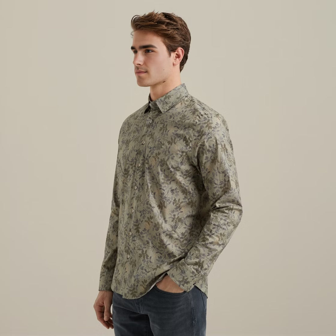 Overhemd met allover print - groen