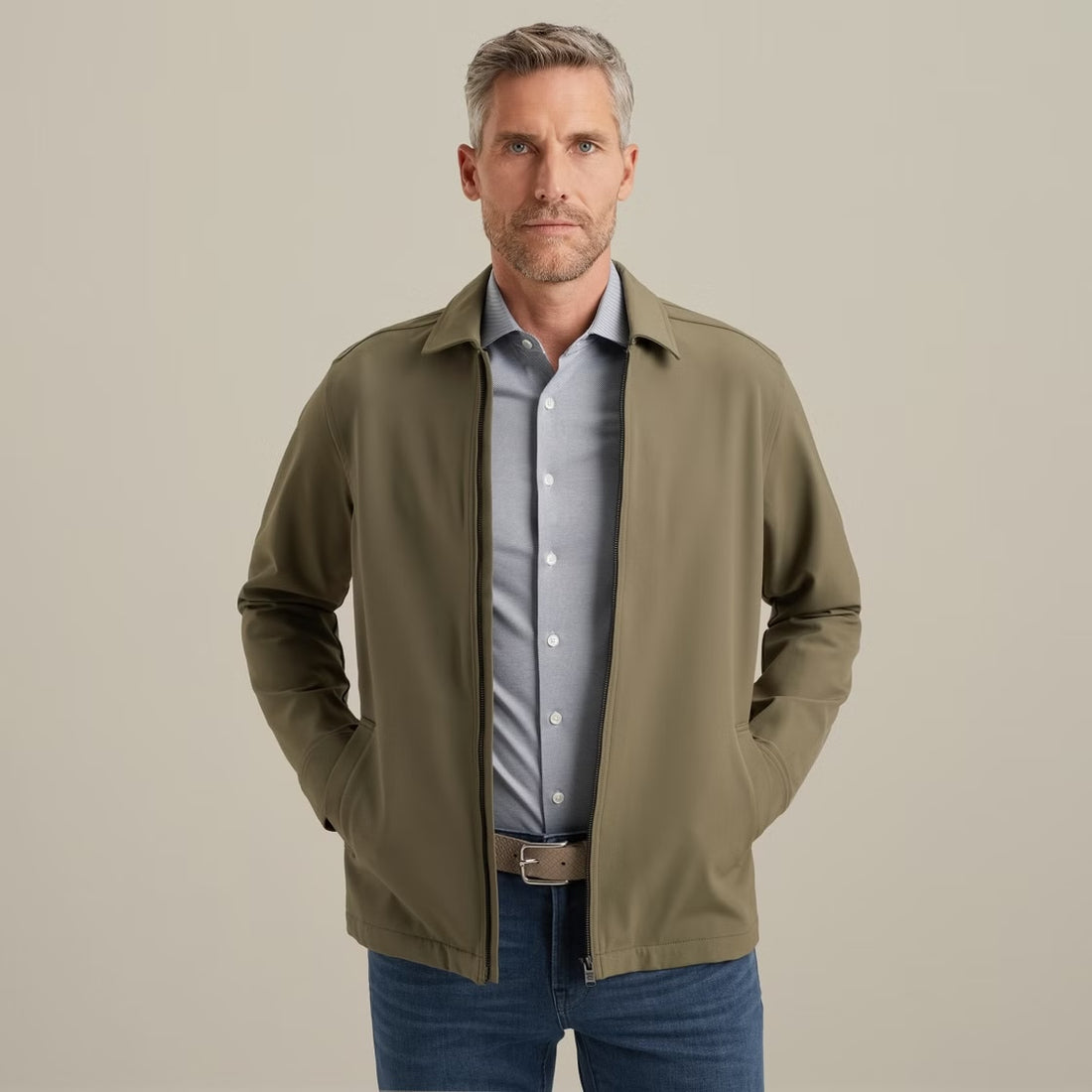 Overshirt met rits - groen