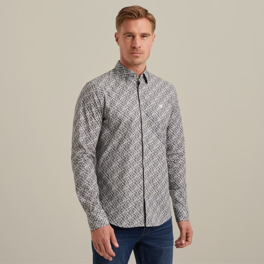 Overhemd met allover print - grijs