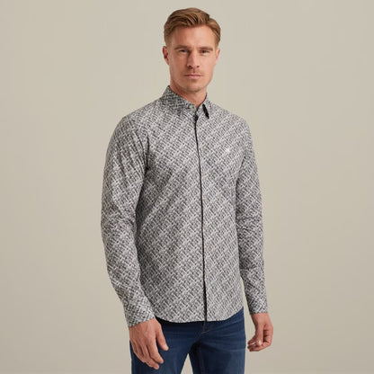 Overhemd met allover print - grijs