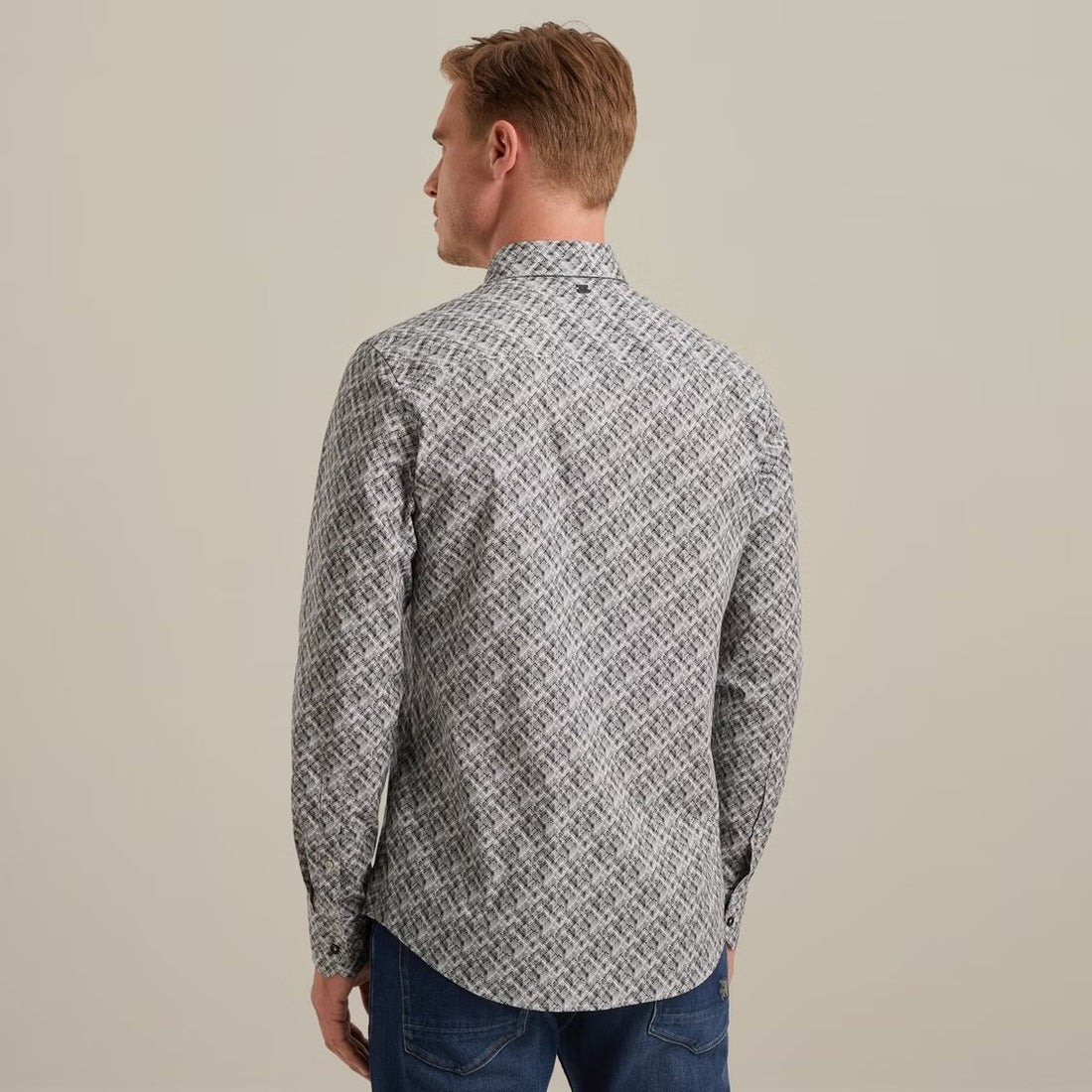 Overhemd met allover print - grijs
