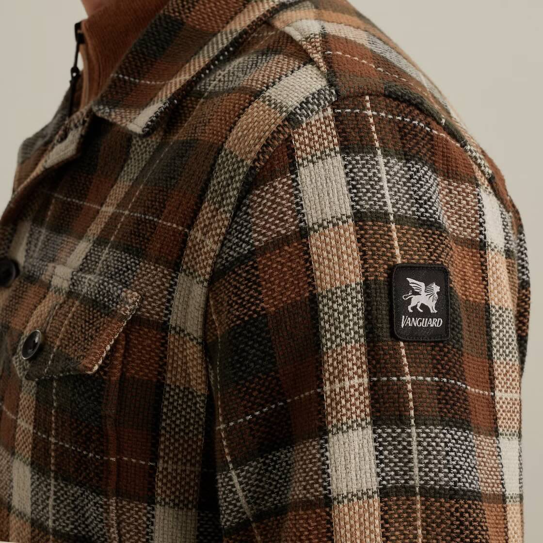 Overshirt geruit met knopen - bruin