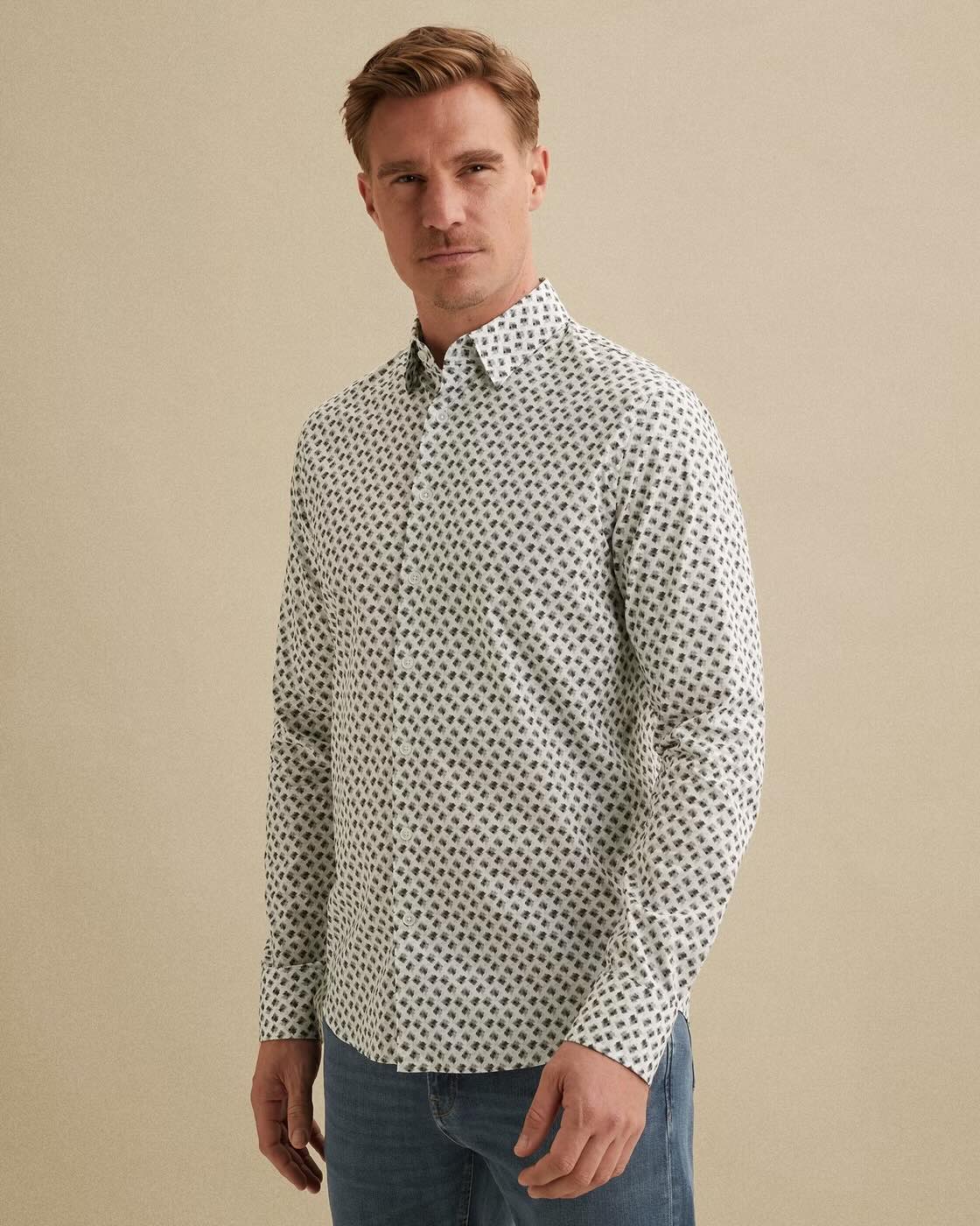 Overhemd met allover print - wit