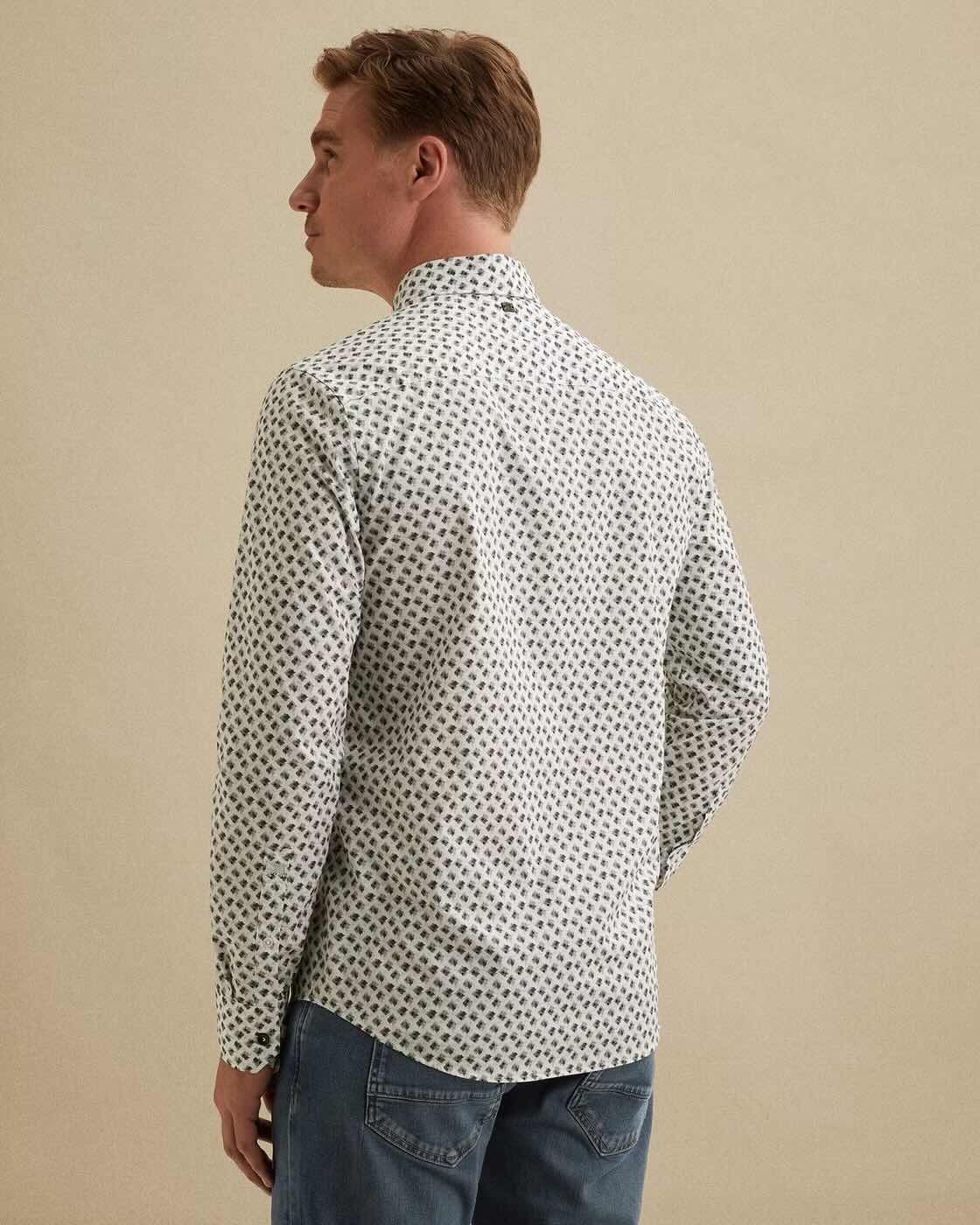 Overhemd met allover print - wit