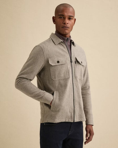 Overshirt met rits - beige