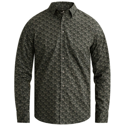 Overhemd buttondown met allover print - groen