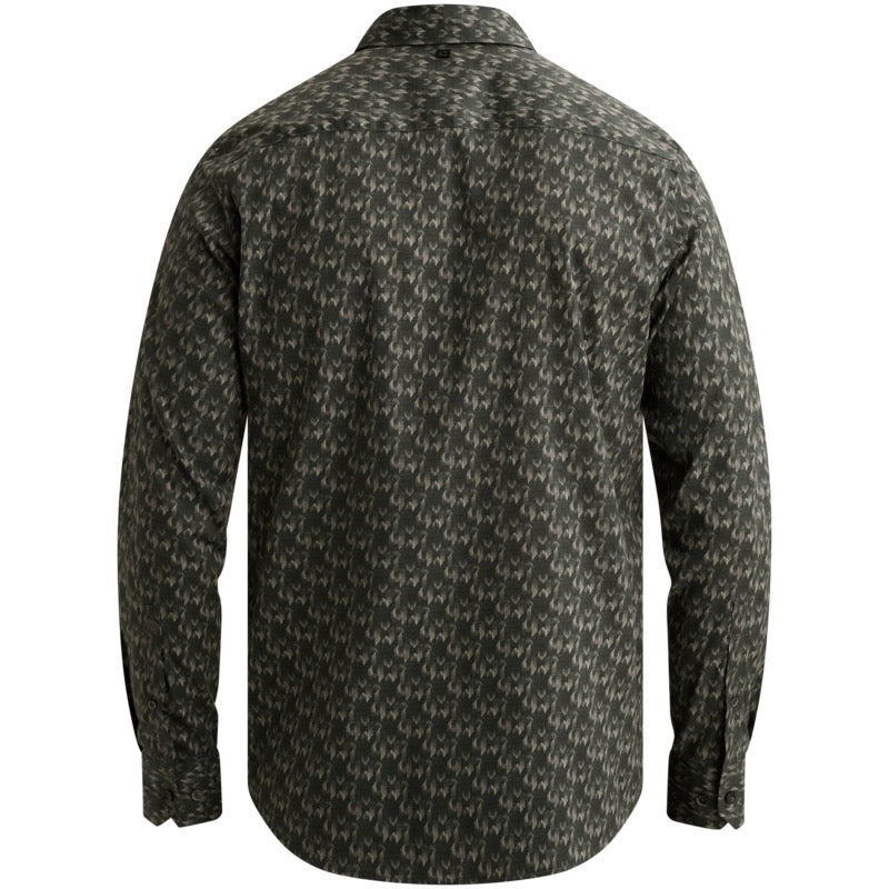 Overhemd buttondown met allover print - groen