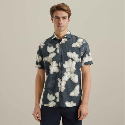Overhemd met allover print - blauw