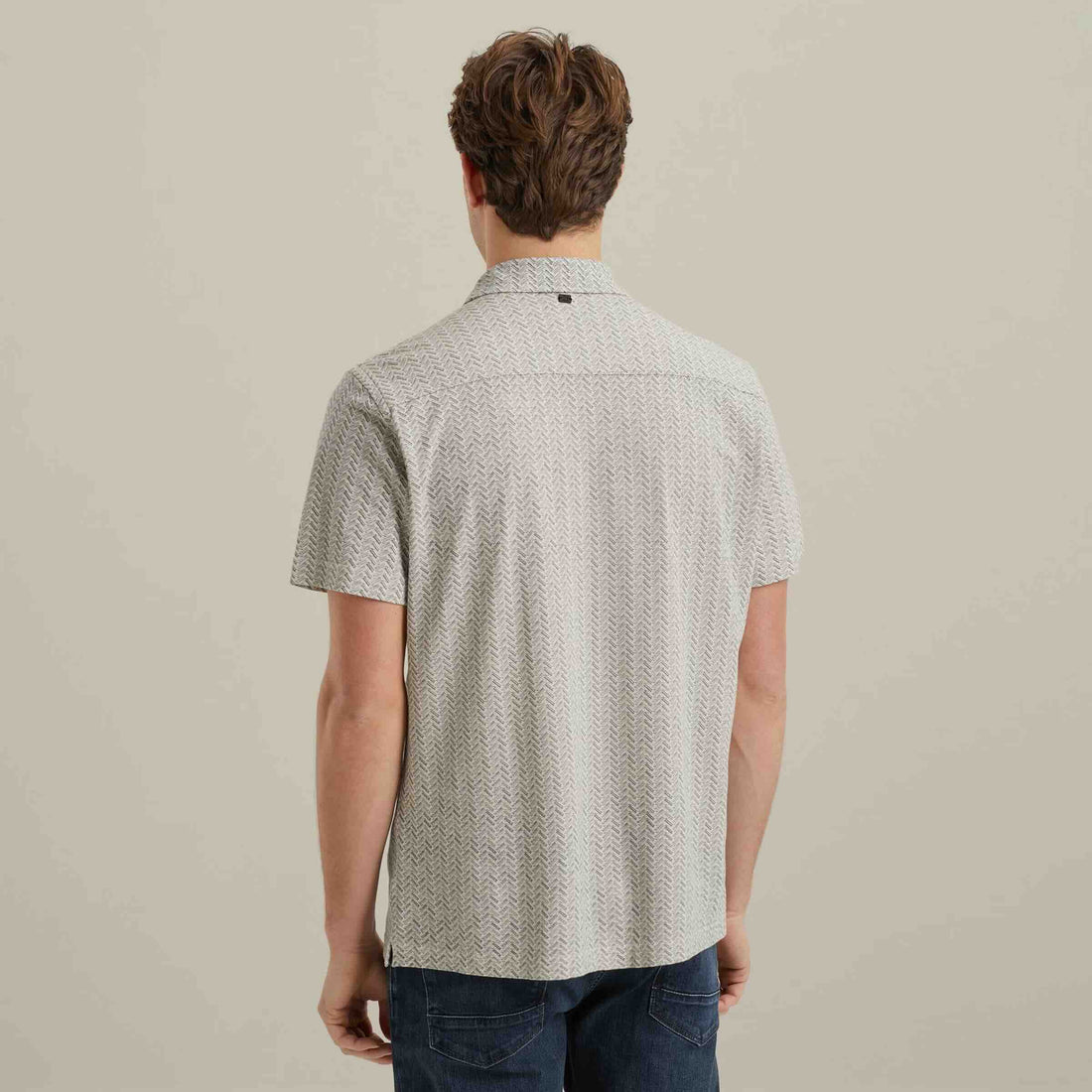 Overhemd jersey - beige/wit