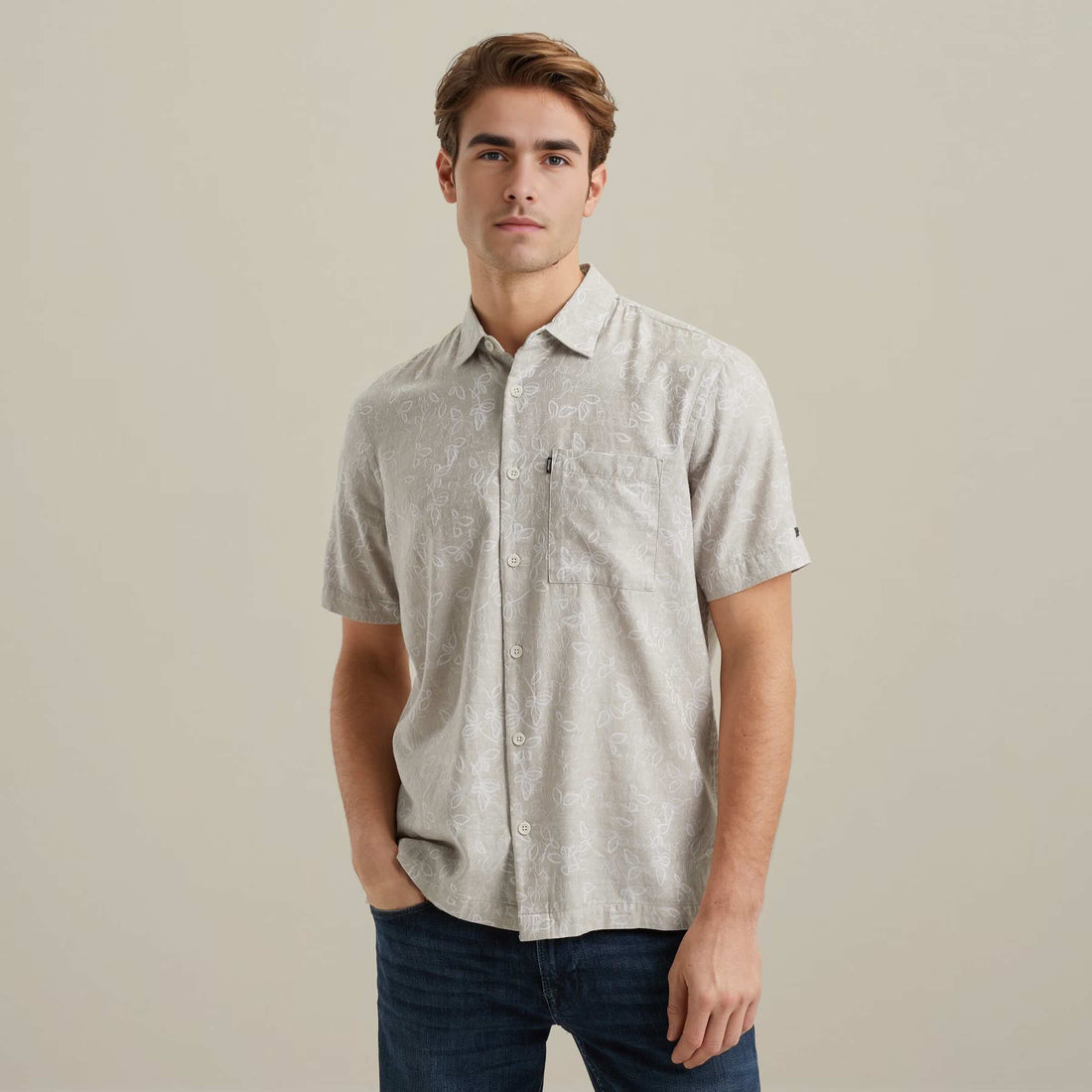 Overhemd jacquard - beige
