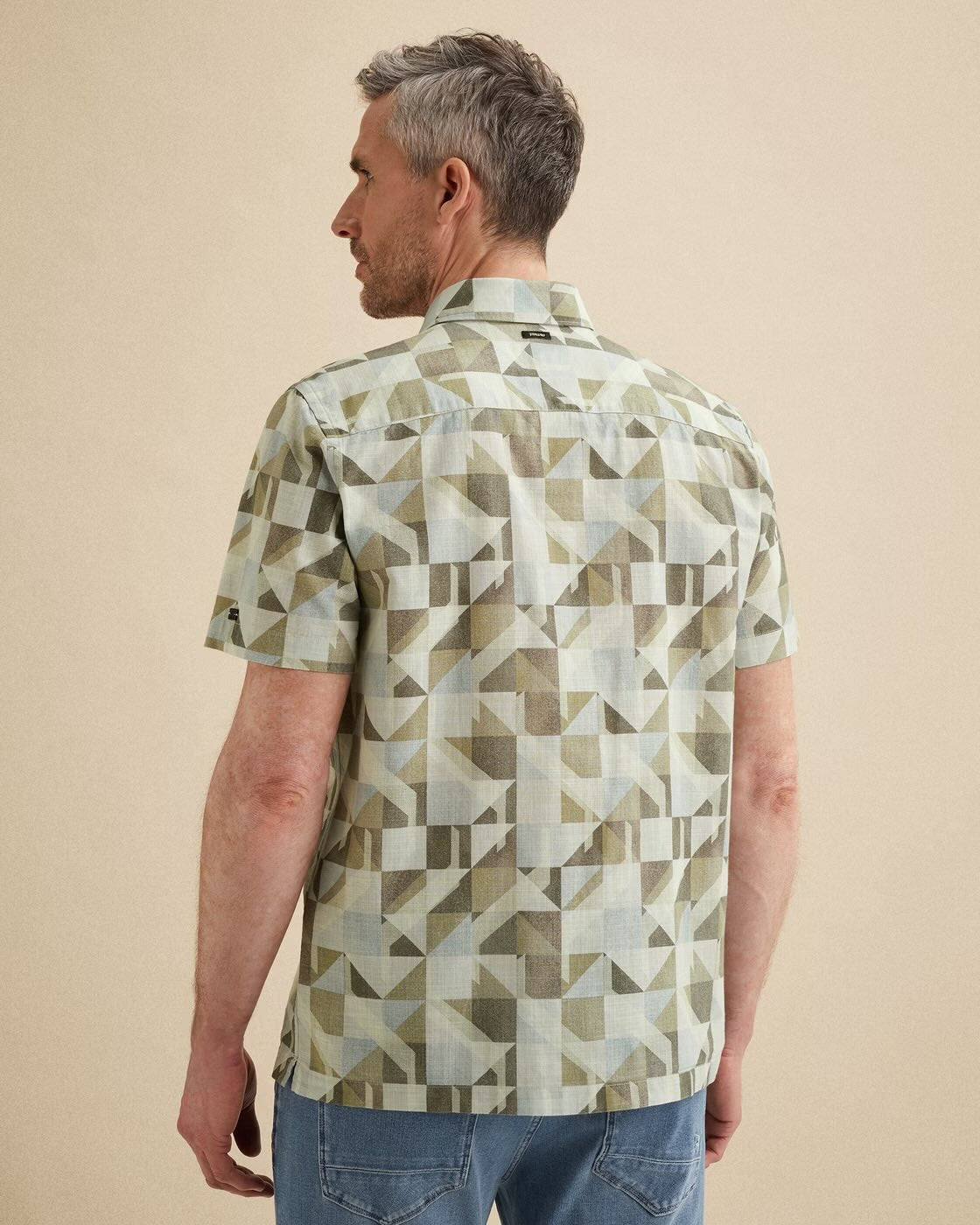 Overhemd korte mouw met allover print - groen