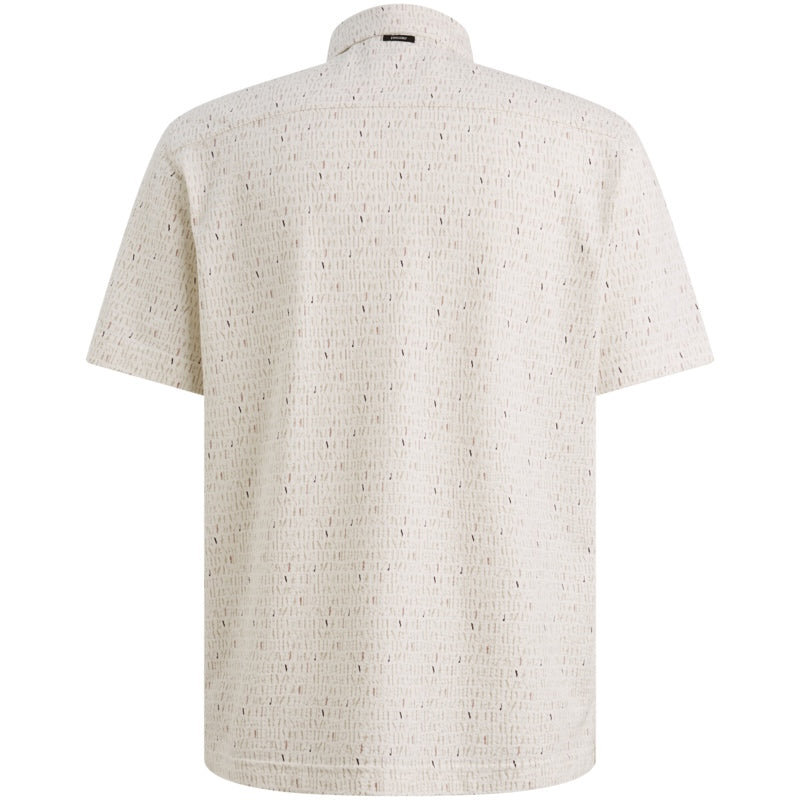 Overhemd korte mouw met allover print - beige