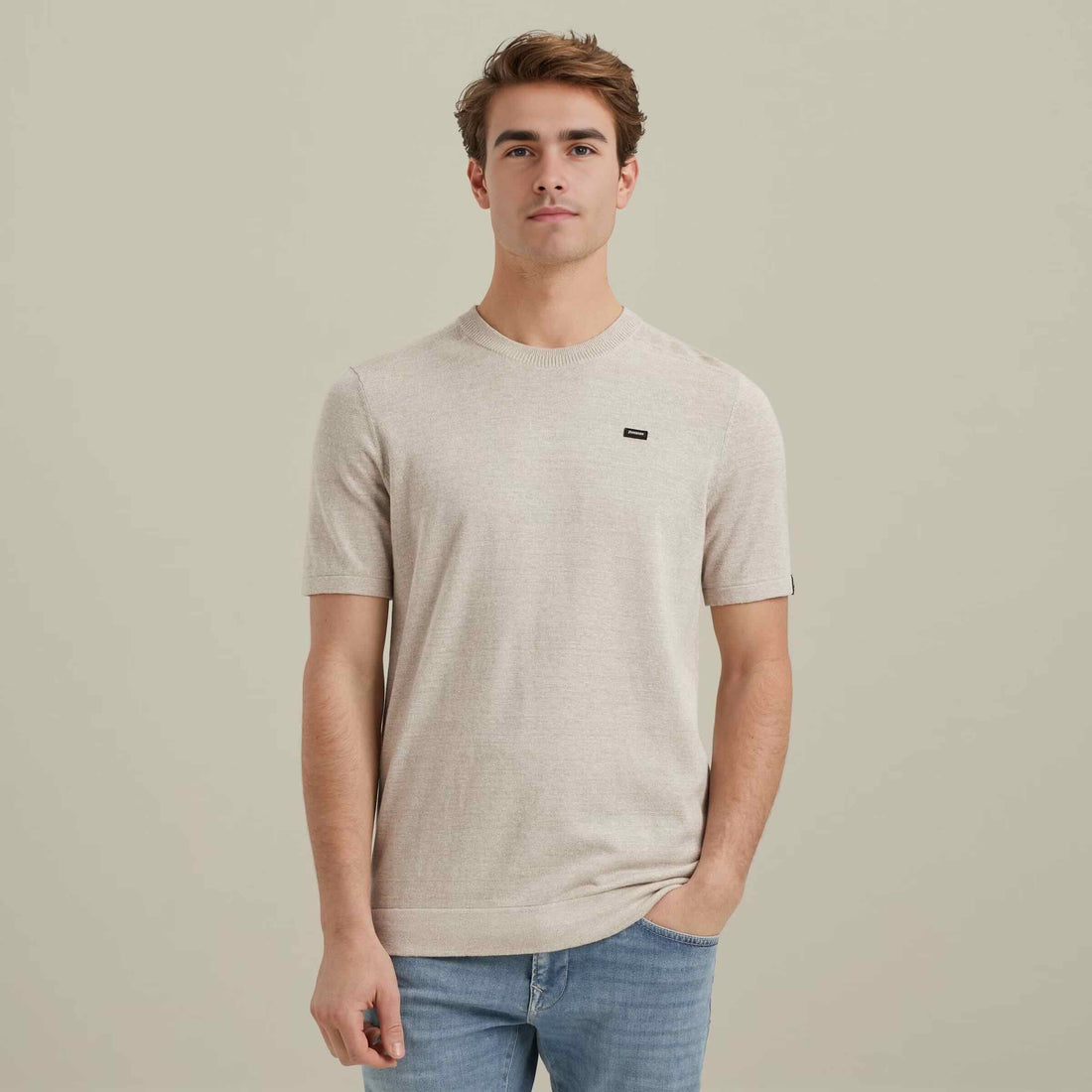 T-Shirt gebreid - beige