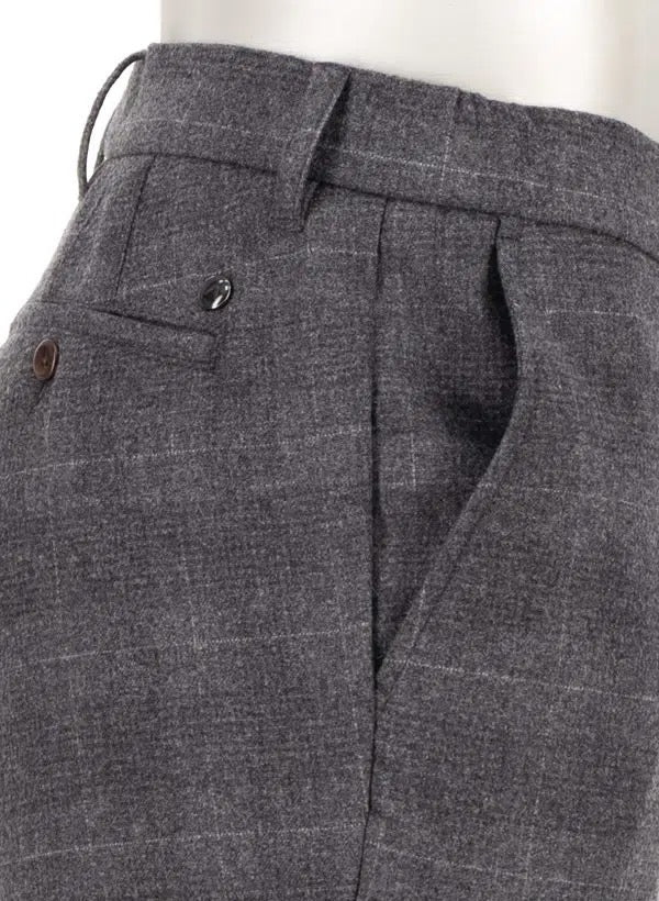 Chino Barista stretch ruitje - grijs