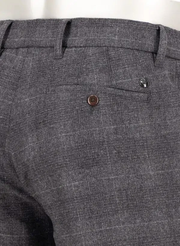 Chino Barista stretch ruitje - grijs