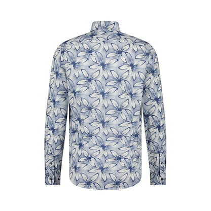 Overhemd print bloem - kobaltblauw
