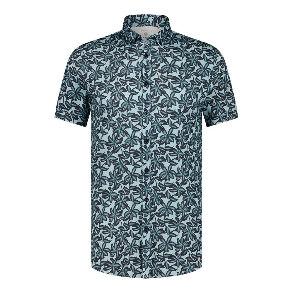Overhemd jersey all-over print - oceanblue