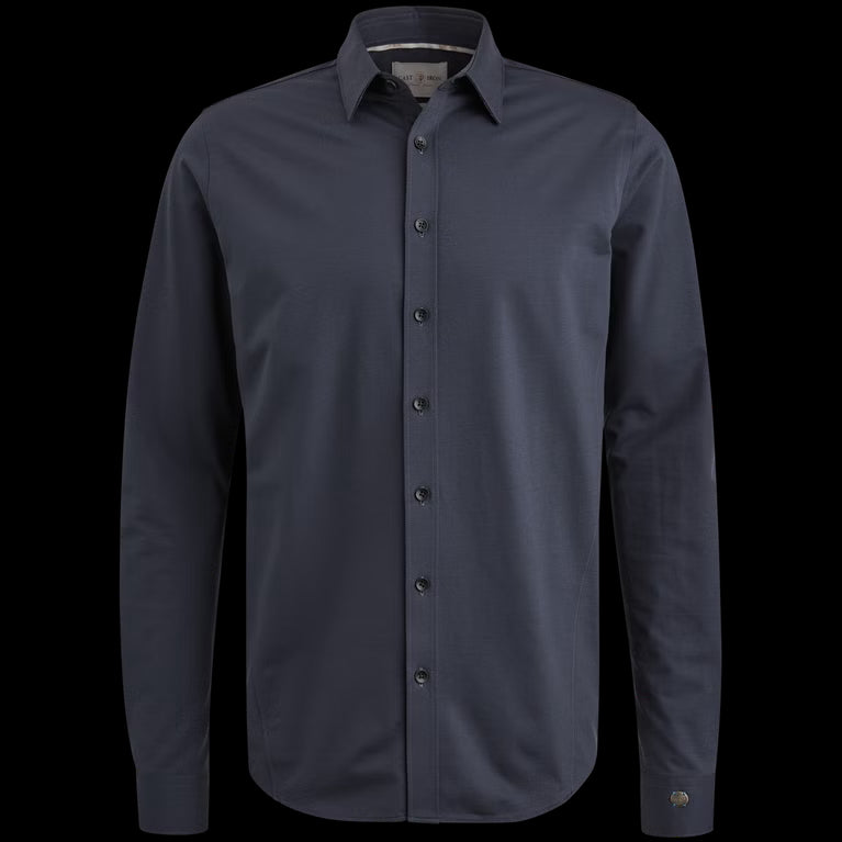 Overhemd twill jersey - blauw