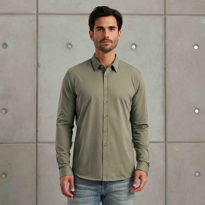 Overhemd twill jersey - groen