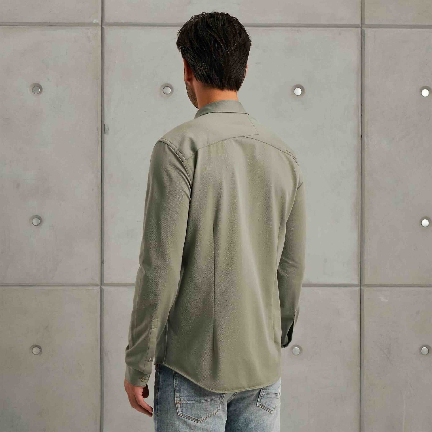 Overhemd twill jersey - groen