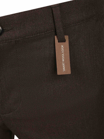 Chino Lou stretch visgraat - bruin