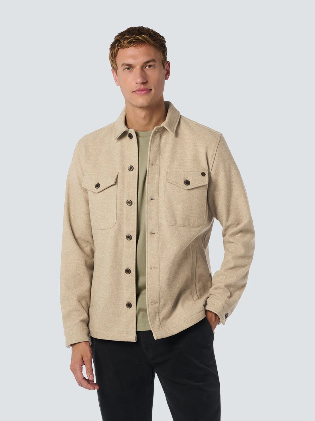 Overshirt met borstzakken - beige